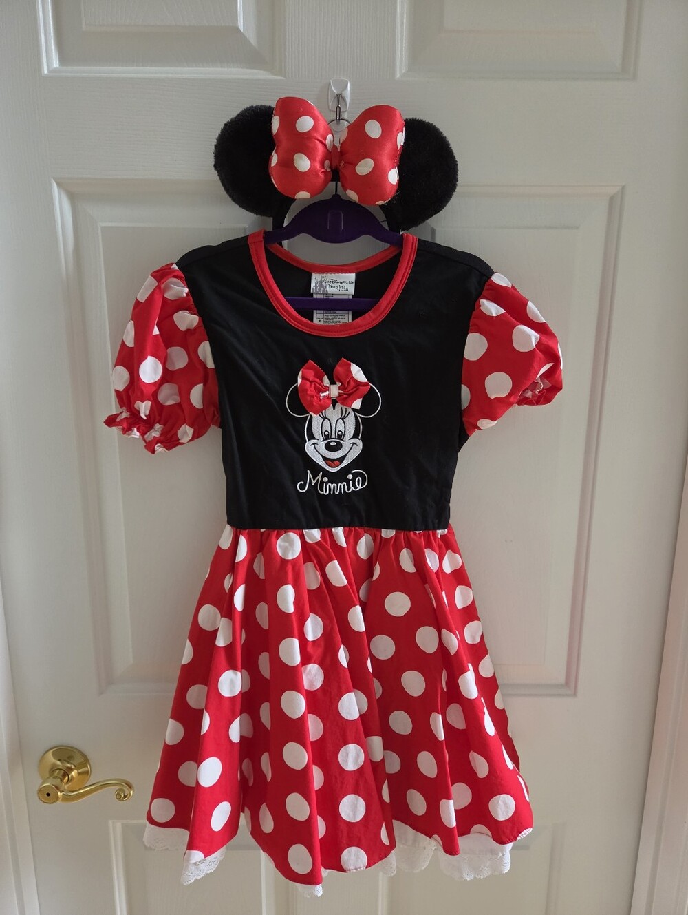 Disney Minnie Mouse Dress Costume Red & Black Ears Girls Size Small